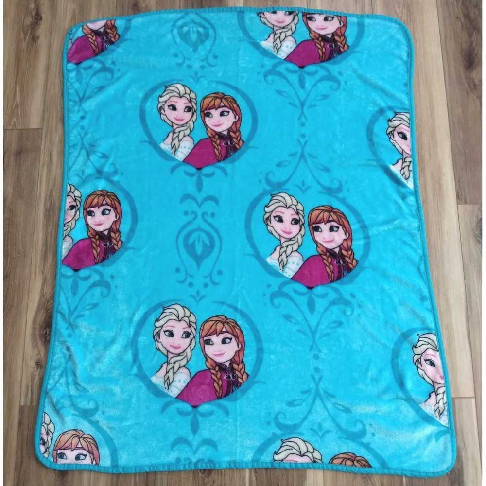 Northwest‎ Disney FROZEN Elsa Anna HEART FRAMES Plush Silk Touch Fleece Throw